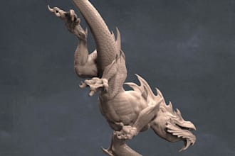 model 3d creature, monster, dragon character, game ready model with pbr, zbrush