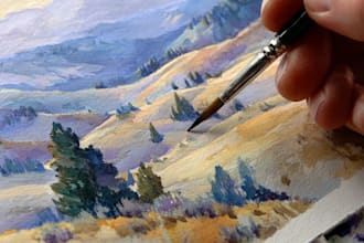 hand paint a watercolor or acrylic landscape