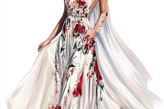 draw a fashion or editorial illustration, sketch, commercial