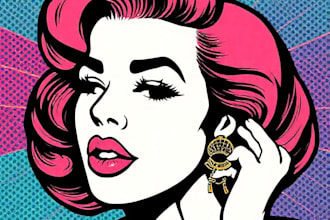 draw pop art illutration, portrait cartoon, pop art portrait