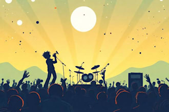 draw cartoon music album cover art, single artwork