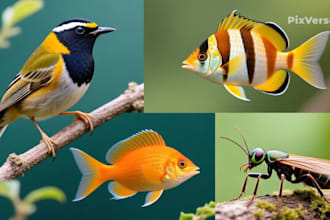 draw wonderful animals, birds, fish and insects