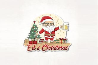 design custom christmas and holiday logo for card, merch and more