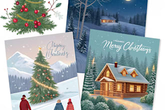 draw christmas illustrations and cards for you