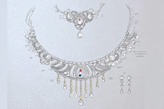 draw a beautiful fashion jewelry design sketch