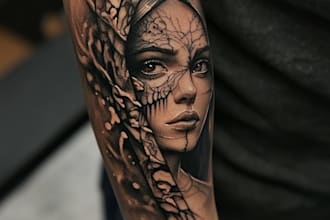 high end linework tattoo design for you