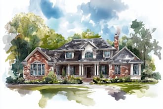 paint watercolor house portrait