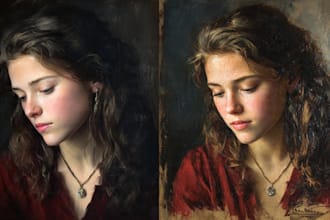 make beautiful oil painting style portraits
