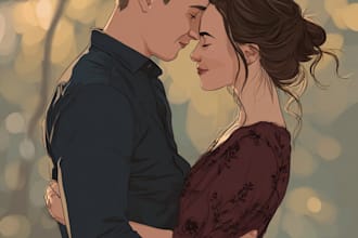 draw disney family couple cartoon portrait