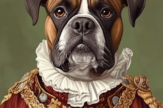 draw custom pet portrait or pet illustration