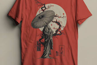 create a japanese t shirt illustration