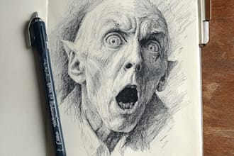 hand drawn horror illustrations in ink
