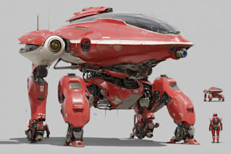 design robots and concept art of futuristic mecha