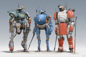 make robots and concept art of futuristic mecha