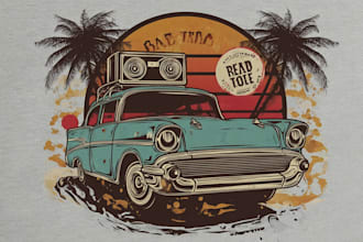 do a printable retro vintage t shirt design