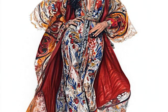 draw a fashion or editorial illustration, sketch, commercial