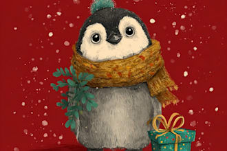 create a beautiful illustrated christmas card