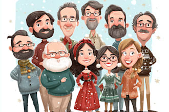 draw your office christmas card, holiday funny cartoon caricature card