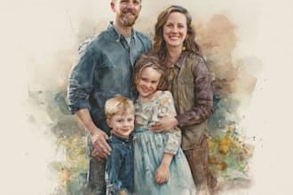 paint  a watercolor family portrait