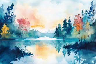 draw a watercolor landscape illustration
