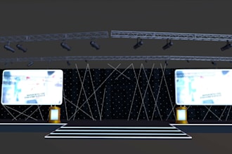 turn wireframe to 3d model,live show cgi concert render,stage design,vectorwork