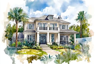 paint a watercolor house wedding venue illustration