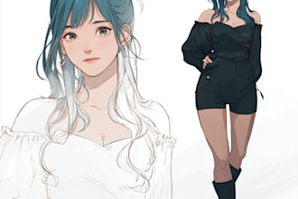 draw couple portrait in anime style