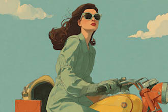 draw vintage illustration, distressed retro or comic art