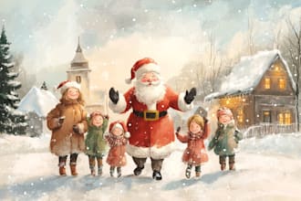 draw christmas illustrations and cards for you