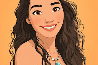 draw cartoon portrait in disney cartoon illustration