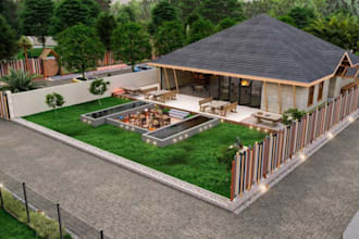 renovate modern wooden 2 flat building,landscape design,glass design,3drendering
