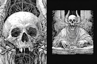 make a dark art illustration