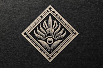 design vintage retro logo with linocut