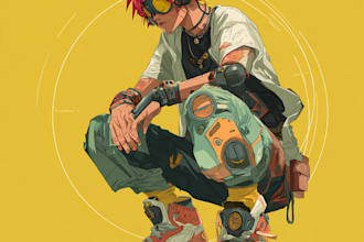 draw cyberpunk, lofi or streetwear anime illustrations