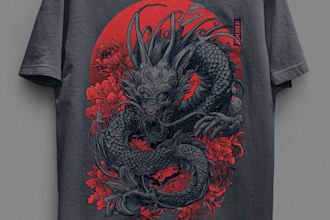 make a japanese t shirt illustration