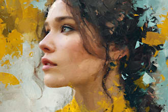 draw oil painting  art in abstract style from photos