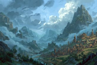 design detailed fantasy landscapes and environments