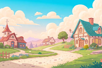 draw 2d game concept art and environment