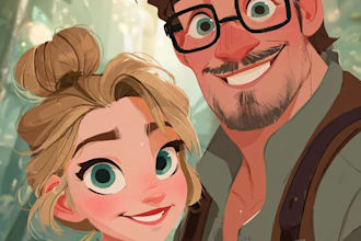 create a disney cartoon illustration
