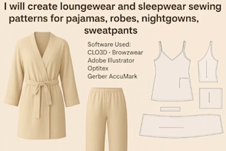 create loungewear and sleepwear sewing patterns for pajamas, robes, nightgowns