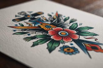 make old school or traditional tattoo design