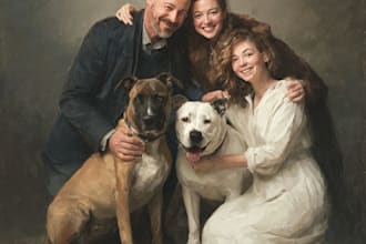 draw pet, dog or cat, animal, pet owner portrait