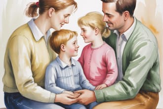 custom watercolor family portrait from photo