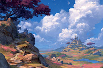 do stunning fantasy landscape, background illustration