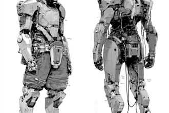 do anime style mecha robot illustrations