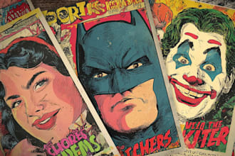 draw custom vintage comic book art retro pop art covers