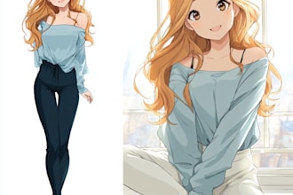 draw you or your character in anime or semirealism
