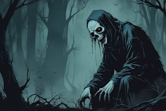 draw horror and gothic line art illustrations