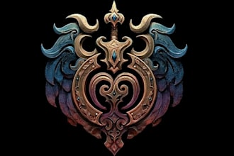 drow unique medieval, fantasy, game title logo