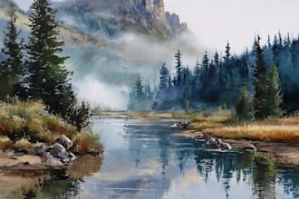 make watercolor landscape design